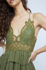 Free People Adella Cami in Olive Sparrow