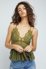 Free People Adella Cami in Olive Sparrow