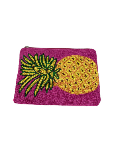 Seed Beaded Hot Pink Pineapple Clutch