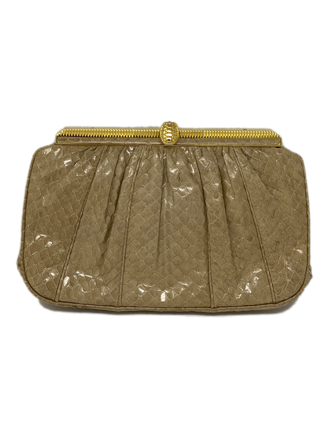 Judith online Lieber - Vintage Snakeskin Clutch - White/Gold