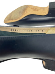 Salvatore Ferragamo Navy Leather Flats Size 7.5