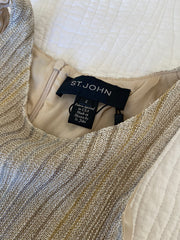 St. John Metallic Gold Pleated Knit Dress Size 2