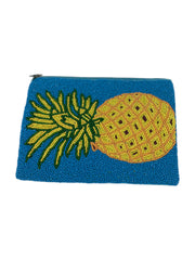 Seed Beaded Turquoise Pineapple Clutch