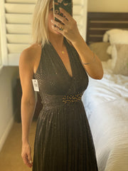 david meister halter dress DAVID MEISTER HALTER NECK, BLACK / WHITE Cocktail, EVENING Dress Sz 6 EXCELLENT